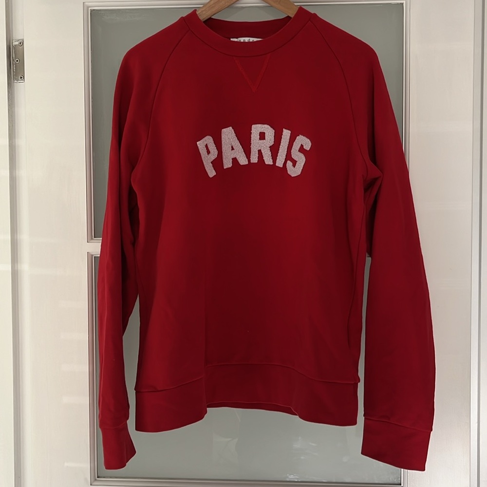 SANDRO red Paris sweatshirt, size XL *see size info